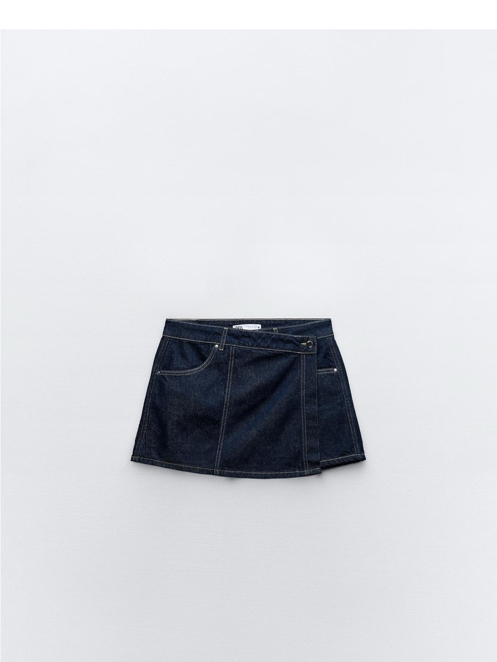 Zara Dark Blue Denim Wrap Mini Skirt